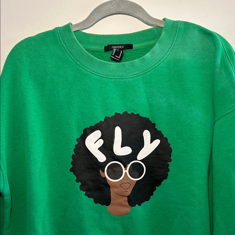 H&M Green Graphic Sweatshirt with FLY Design - Picture 3 of 9